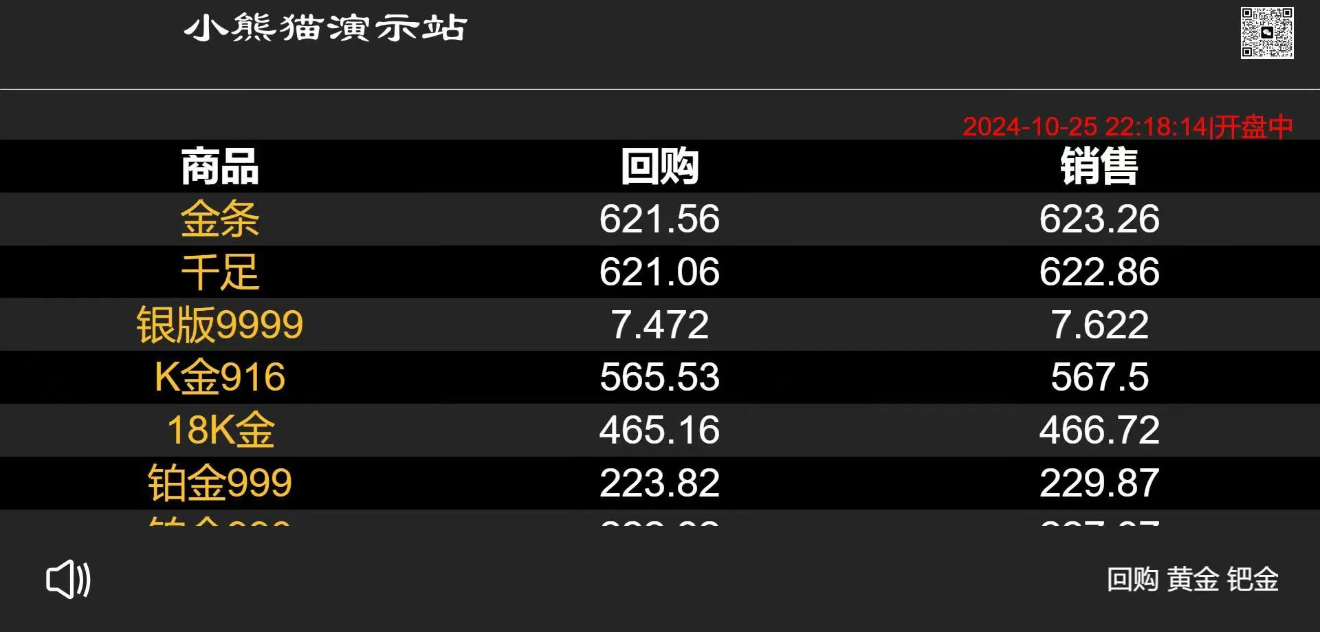 融通金样式电脑版-贵金属实时价系统